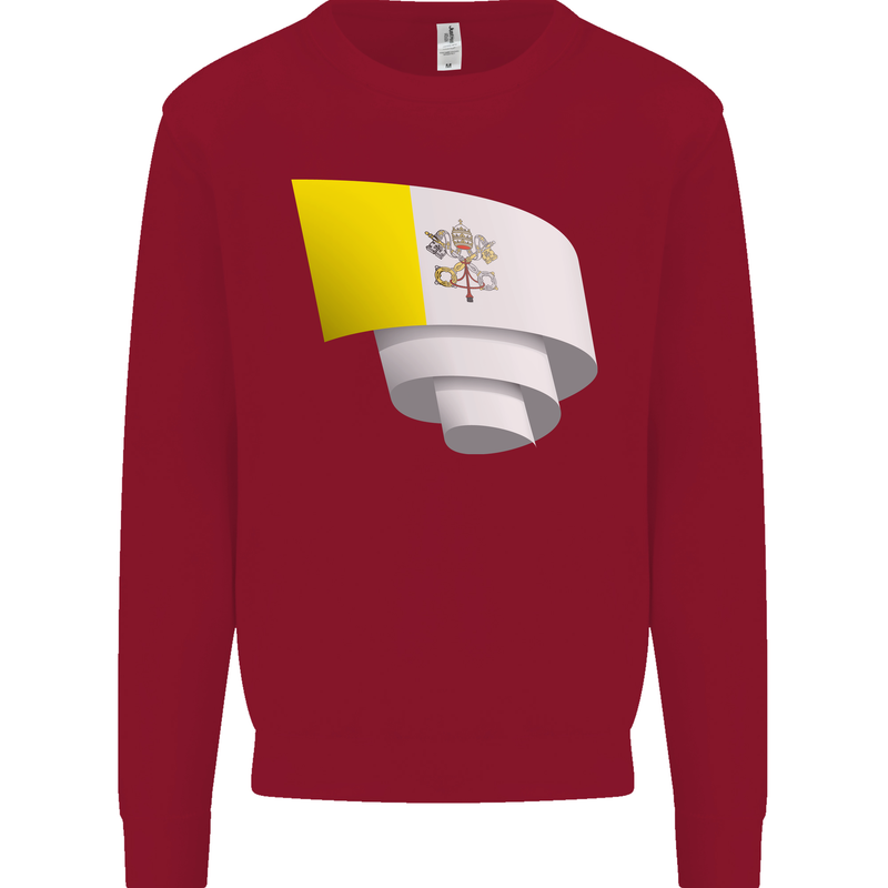 Curled Vatican Flag Kids Sweatshirt Jumper Red