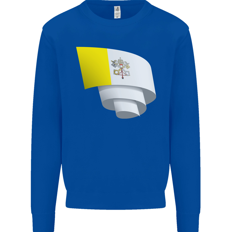 Curled Vatican Flag Kids Sweatshirt Jumper Royal Blue
