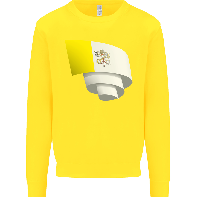 Curled Vatican Flag Kids Sweatshirt Jumper Yellow