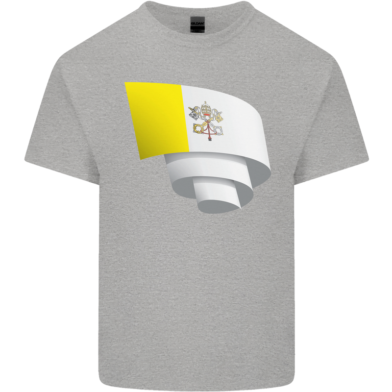 Curled Vatican Flag Kids T-Shirt Childrens Sports Grey