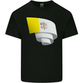 Curled Vatican Flag Mens Cotton T-Shirt Tee Top Black