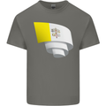 Curled Vatican Flag Mens Cotton T-Shirt Tee Top Charcoal