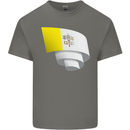 Curled Vatican Flag Mens Cotton T-Shirt Tee Top Charcoal