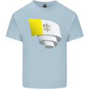 Curled Vatican Flag Mens Cotton T-Shirt Tee Top Light Blue
