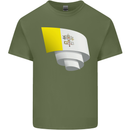 Curled Vatican Flag Mens Cotton T-Shirt Tee Top Military Green