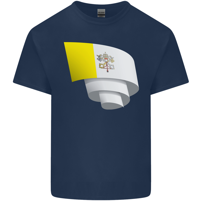 Curled Vatican Flag Mens Cotton T-Shirt Tee Top Navy Blue