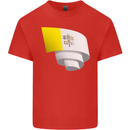 Curled Vatican Flag Mens Cotton T-Shirt Tee Top Red