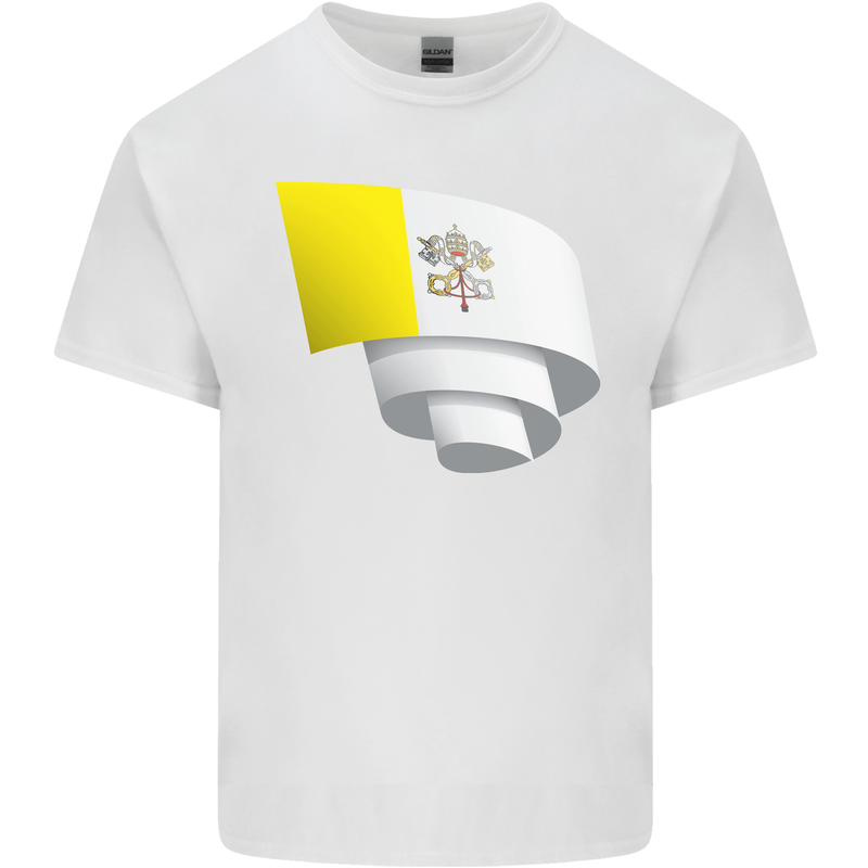 Curled Vatican Flag Mens Cotton T-Shirt Tee Top White