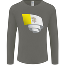 Curled Vatican Flag Mens Long Sleeve T-Shirt Charcoal