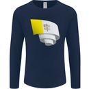 Curled Vatican Flag Mens Long Sleeve T-Shirt Navy Blue