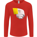 Curled Vatican Flag Mens Long Sleeve T-Shirt Red