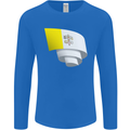 Curled Vatican Flag Mens Long Sleeve T-Shirt Royal Blue