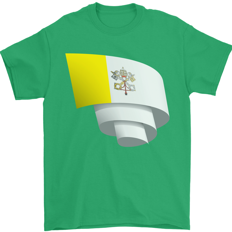 Curled Vatican Flag Mens T-Shirt 100% Cotton Irish Green