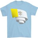 Curled Vatican Flag Mens T-Shirt 100% Cotton Light Blue