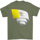 Curled Vatican Flag Mens T-Shirt 100% Cotton Military Green