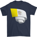 Curled Vatican Flag Mens T-Shirt 100% Cotton Navy Blue