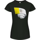 Curled Vatican Flag Womens Petite Cut T-Shirt Black
