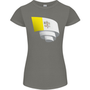 Curled Vatican Flag Womens Petite Cut T-Shirt Charcoal
