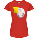 Curled Vatican Flag Womens Petite Cut T-Shirt Red