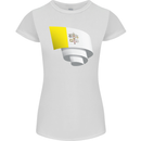 Curled Vatican Flag Womens Petite Cut T-Shirt White