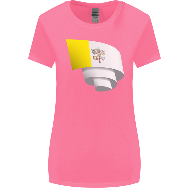 Curled Vatican Flag Womens Wider Cut T-Shirt Azalea