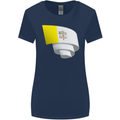 Curled Vatican Flag Womens Wider Cut T-Shirt Navy Blue