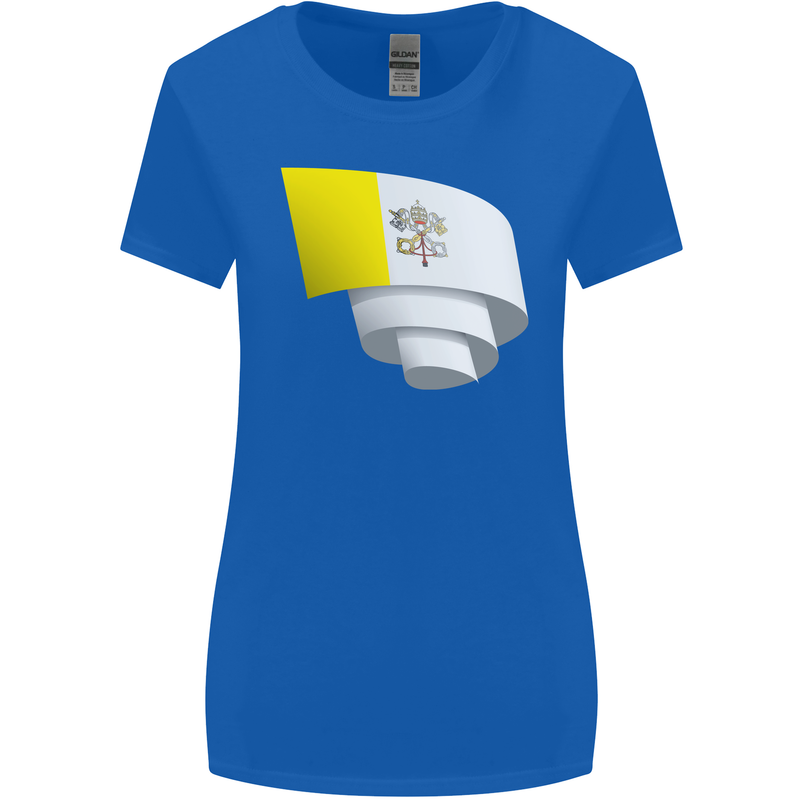 Curled Vatican Flag Womens Wider Cut T-Shirt Royal Blue
