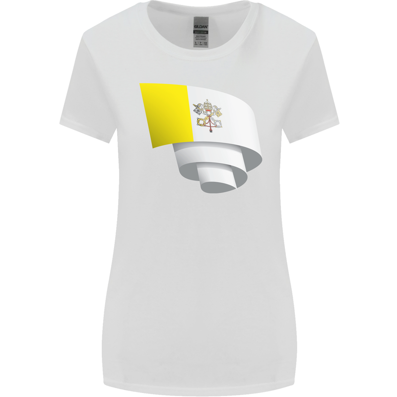 Curled Vatican Flag Womens Wider Cut T-Shirt White