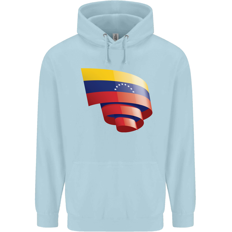 Curled Venezuela Flag Venezuelans Day Football Childrens Kids Hoodie Light Blue