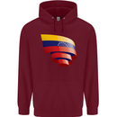 Curled Venezuela Flag Venezuelans Day Football Childrens Kids Hoodie Maroon
