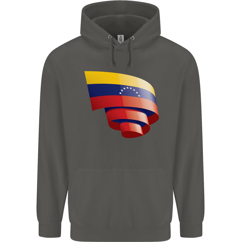 Curled Venezuela Flag Venezuelans Day Football Childrens Kids Hoodie Storm Grey