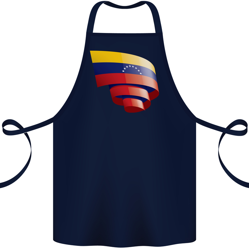Curled Venezuela Flag Venezuelans Day Football Cotton Apron 100% Organic Navy Blue