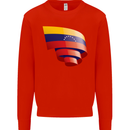 Curled Venezuela Flag Venezuelans Day Football Kids Sweatshirt Jumper Bright Red