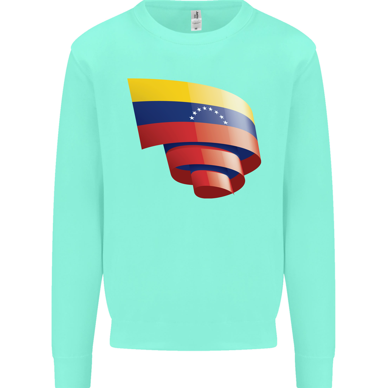 Curled Venezuela Flag Venezuelans Day Football Kids Sweatshirt Jumper Peppermint