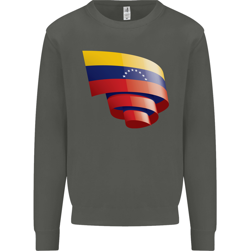 Curled Venezuela Flag Venezuelans Day Football Kids Sweatshirt Jumper Storm Grey