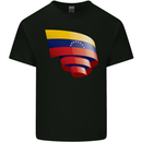 Curled Venezuela Flag Venezuelans Day Football Kids T-Shirt Childrens Black