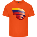 Curled Venezuela Flag Venezuelans Day Football Kids T-Shirt Childrens Orange