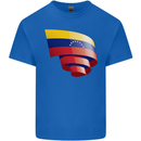 Curled Venezuela Flag Venezuelans Day Football Kids T-Shirt Childrens Royal Blue