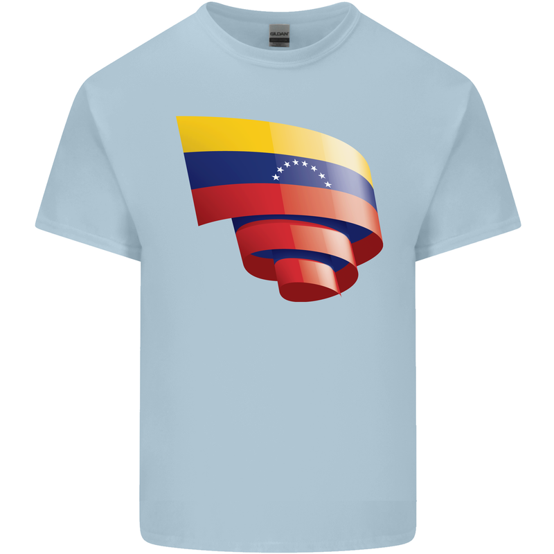 Curled Venezuela Flag Venezuelans Day Football Mens Cotton T-Shirt Tee Top Light Blue