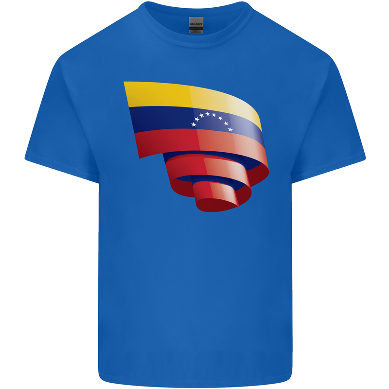 Curled Venezuela Flag Venezuelans Day Football Mens Cotton T-Shirt Tee Top Royal Blue
