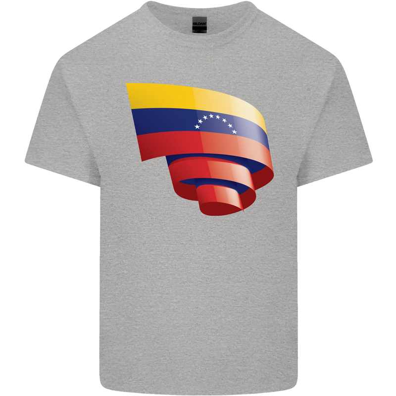 Curled Venezuela Flag Venezuelans Day Football Mens Cotton T-Shirt Tee Top Sports Grey