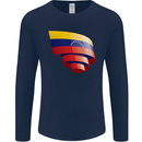 Curled Venezuela Flag Venezuelans Day Football Mens Long Sleeve T-Shirt Navy Blue