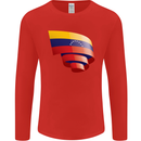 Curled Venezuela Flag Venezuelans Day Football Mens Long Sleeve T-Shirt Red