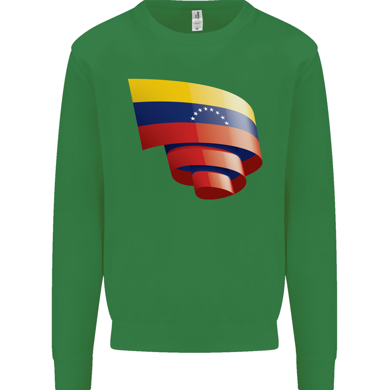 Curled Venezuela Flag Venezuelans Day Football Mens Sweatshirt Jumper Irish Green