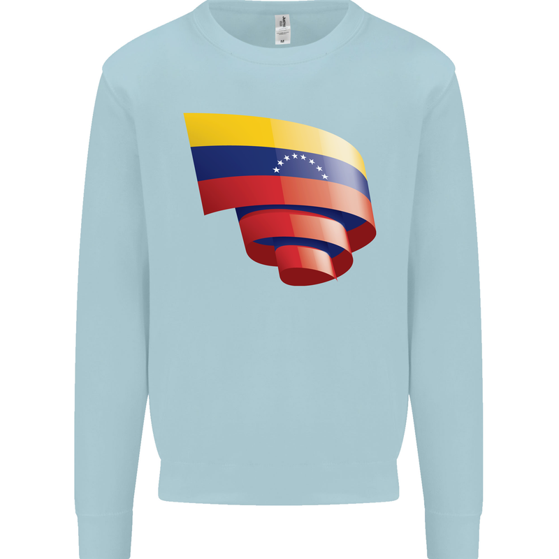 Curled Venezuela Flag Venezuelans Day Football Mens Sweatshirt Jumper Light Blue