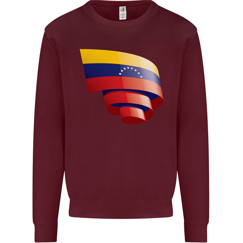 Curled Venezuela Flag Venezuelans Day Football Mens Sweatshirt Jumper Maroon