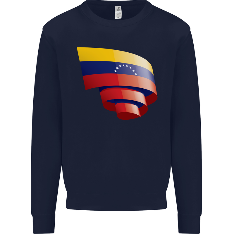 Curled Venezuela Flag Venezuelans Day Football Mens Sweatshirt Jumper Navy Blue
