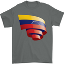 Curled Venezuela Flag Venezuelans Day Football Mens T-Shirt 100% Cotton Charcoal