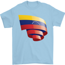 Curled Venezuela Flag Venezuelans Day Football Mens T-Shirt 100% Cotton Light Blue