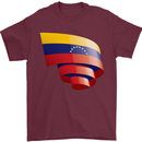 Curled Venezuela Flag Venezuelans Day Football Mens T-Shirt 100% Cotton Maroon
